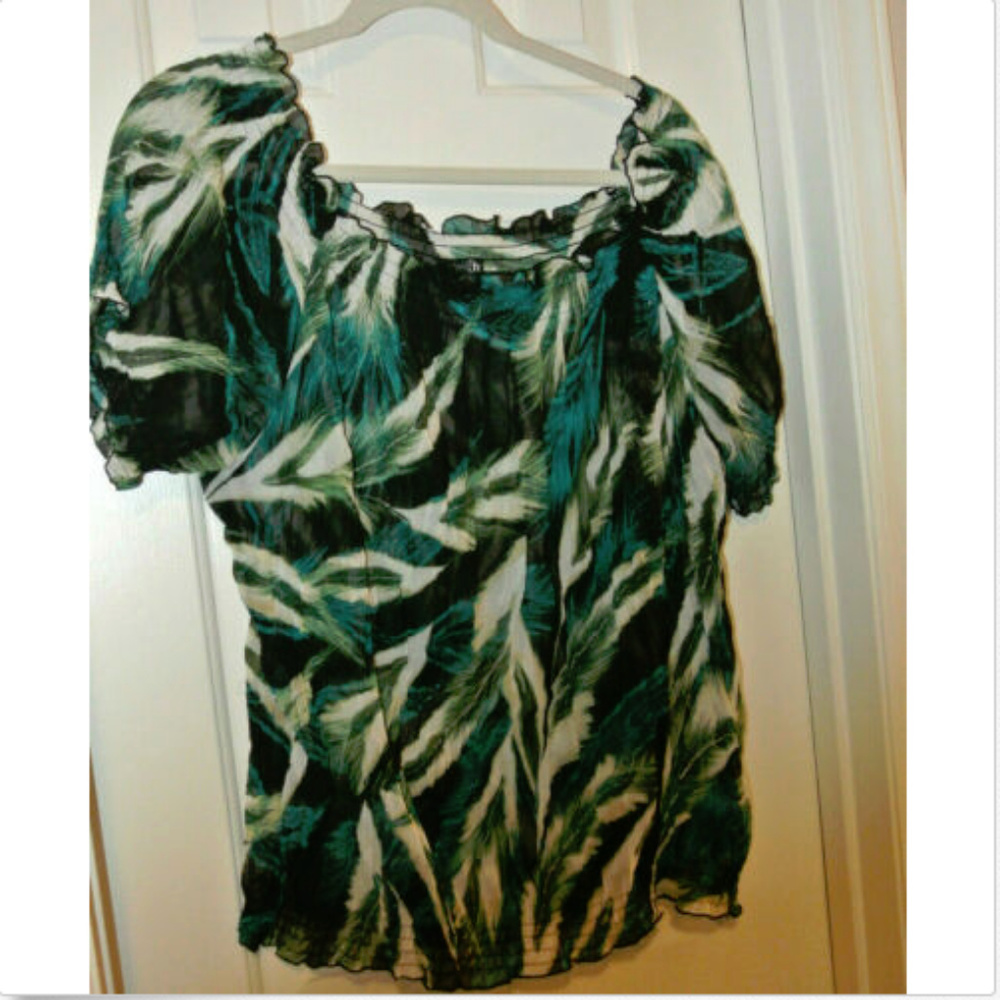 Ladies Sheer Blouse Size XL Scoop Neck